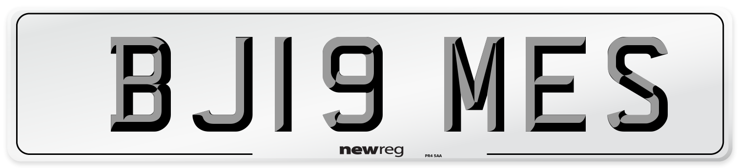 BJ19 MES Number Plate from New Reg